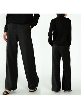 Neu Nomads Cara Palazzo Pants Cotton High Rise Wide Leg Pull On Trouser Black